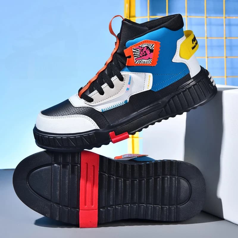 Scarpe da tavolo da uomo comode scarpe da passeggio casual da esterno alte con lacci Scarpe da ginnastica piatte antiscivolo alla moda per giovani da uomo