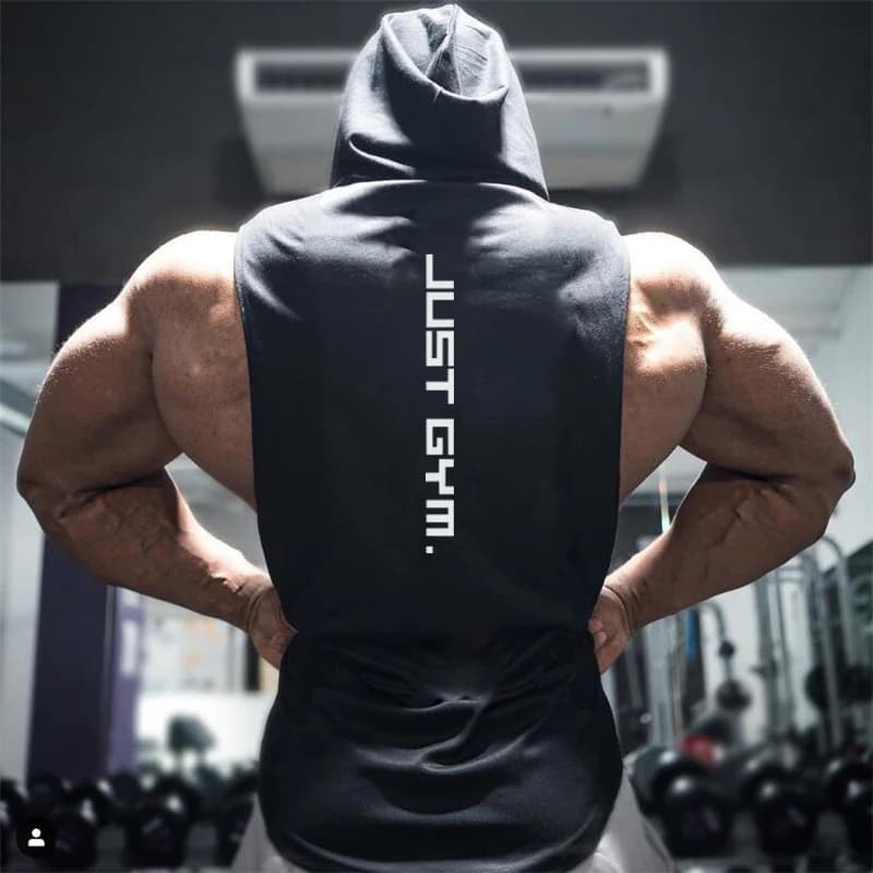 Muscleguys Canotta da palestra con cappuccio Canotta da uomo Abbigliamento fitness Cotone Bodybuilding Felpa con cappuccio Canottiere da allenamento Camicia sportiva senza maniche