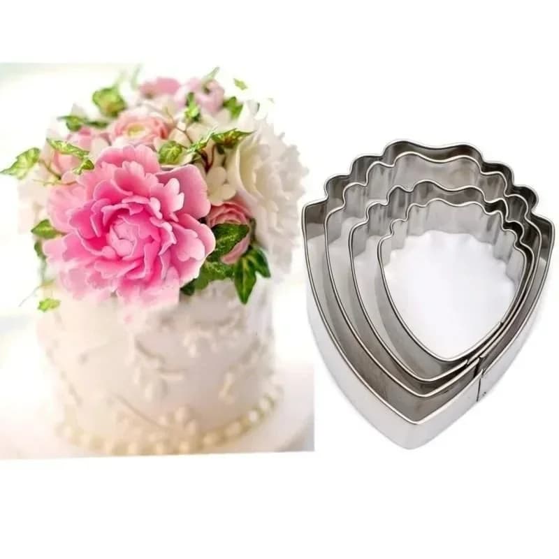 4 pcs stainless steel baking tool cake peony cake candy stantuff knife decoration mold kitchen tools wholesale