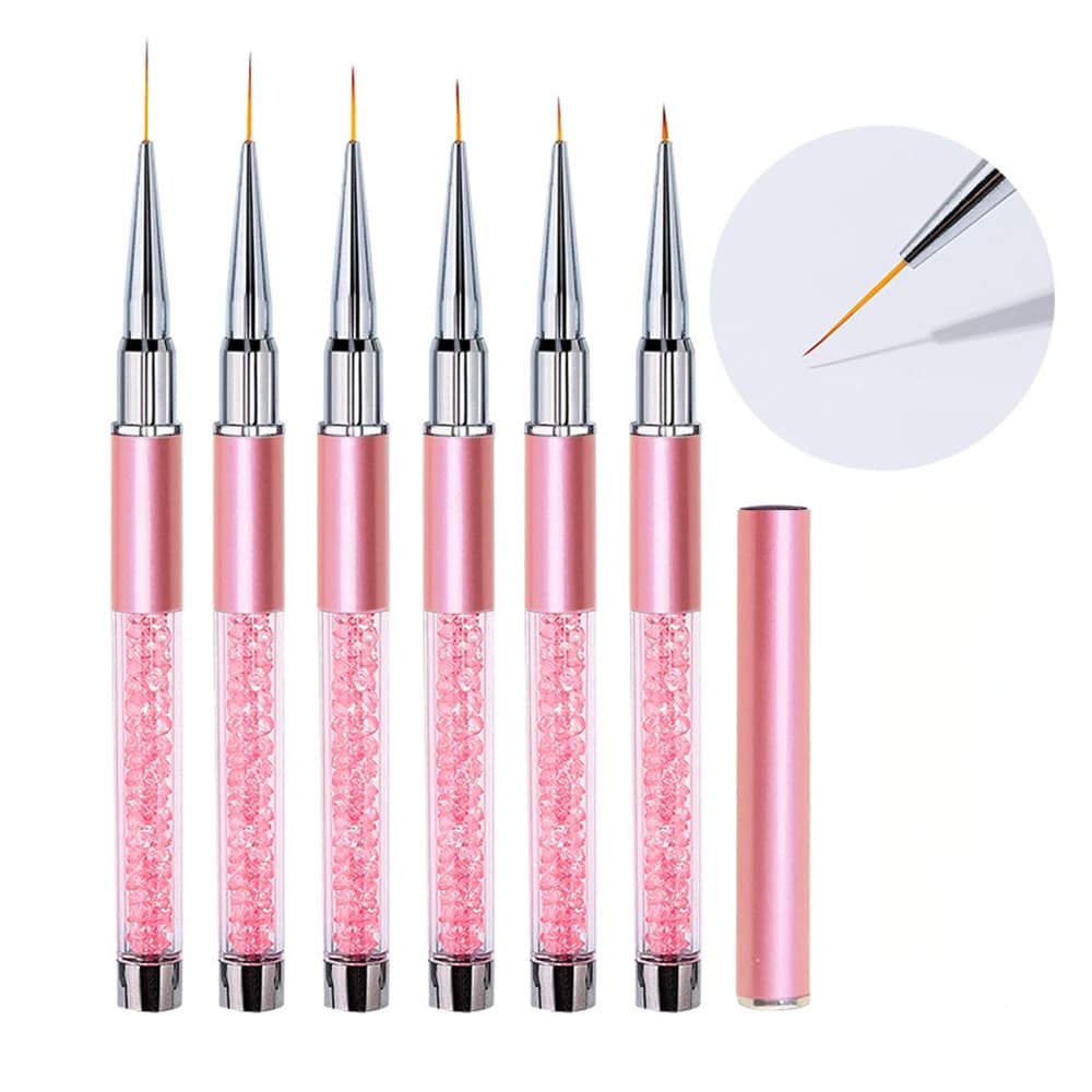 Set di pennelli per nail art da 6 pezzi: pennelli per la fodera per il design dello smalto gel, penne da disegno per piccoli dettagli