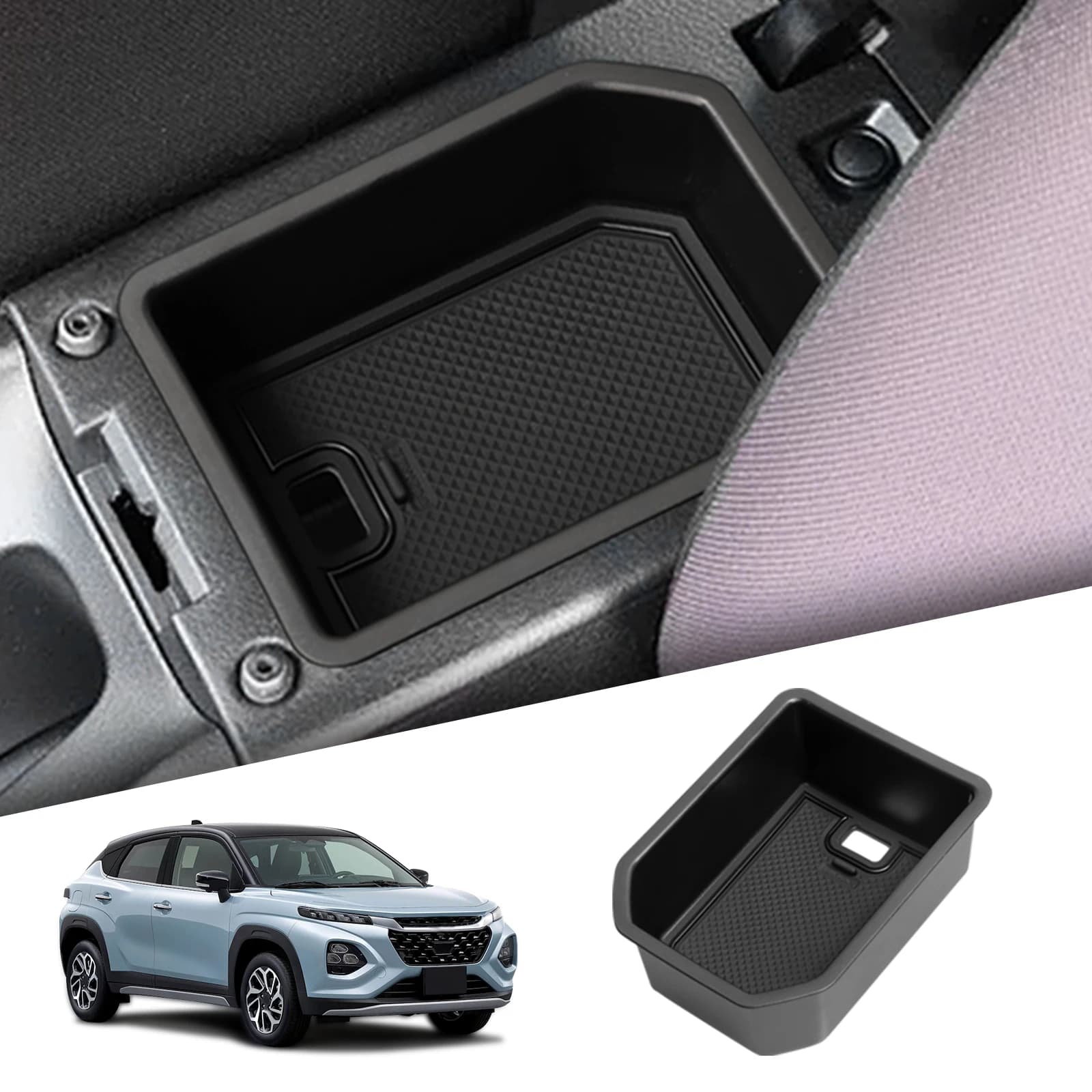 For Suzuki Fronx 2024 2025 Car Center Console Arm Tray ABS Organizer Riordino Interior Car Accessories Black