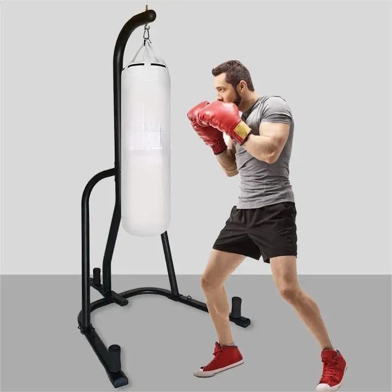 Self-supporting training equipment for poles and boxing bags