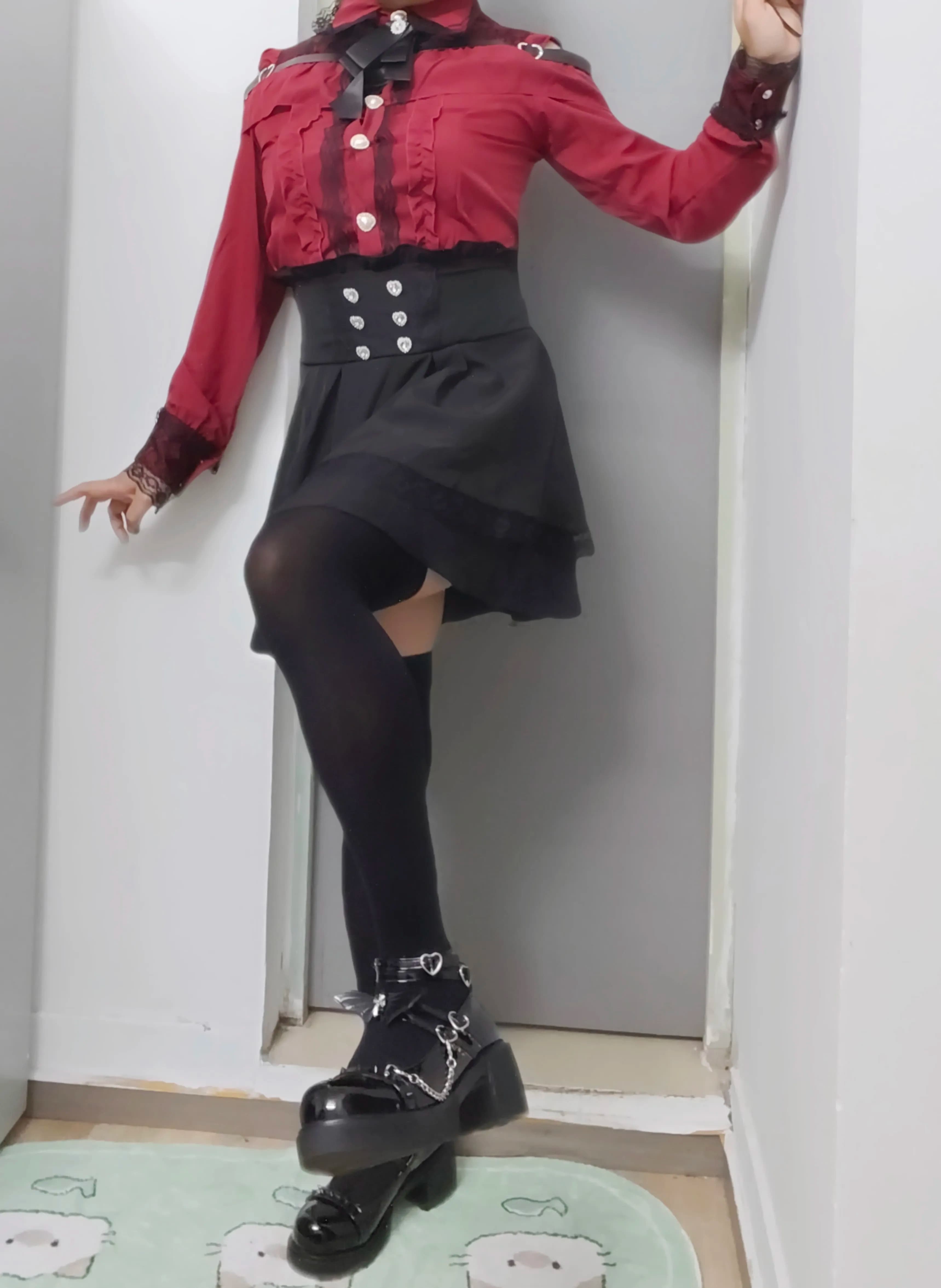 Jirai Kei Lolita Shirt Skirt Set Kawaii Bow Long Sleeve Y2K Casual Aesthetic Japanese Style Outfit for Women