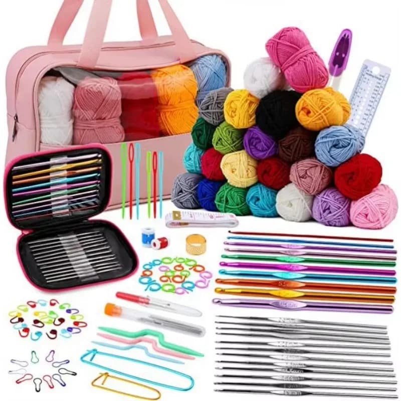 127 Set of Crochet Hook Set DIY Hand-woven Sewing Kit with Wool Beginner Crochet Tool Outfit