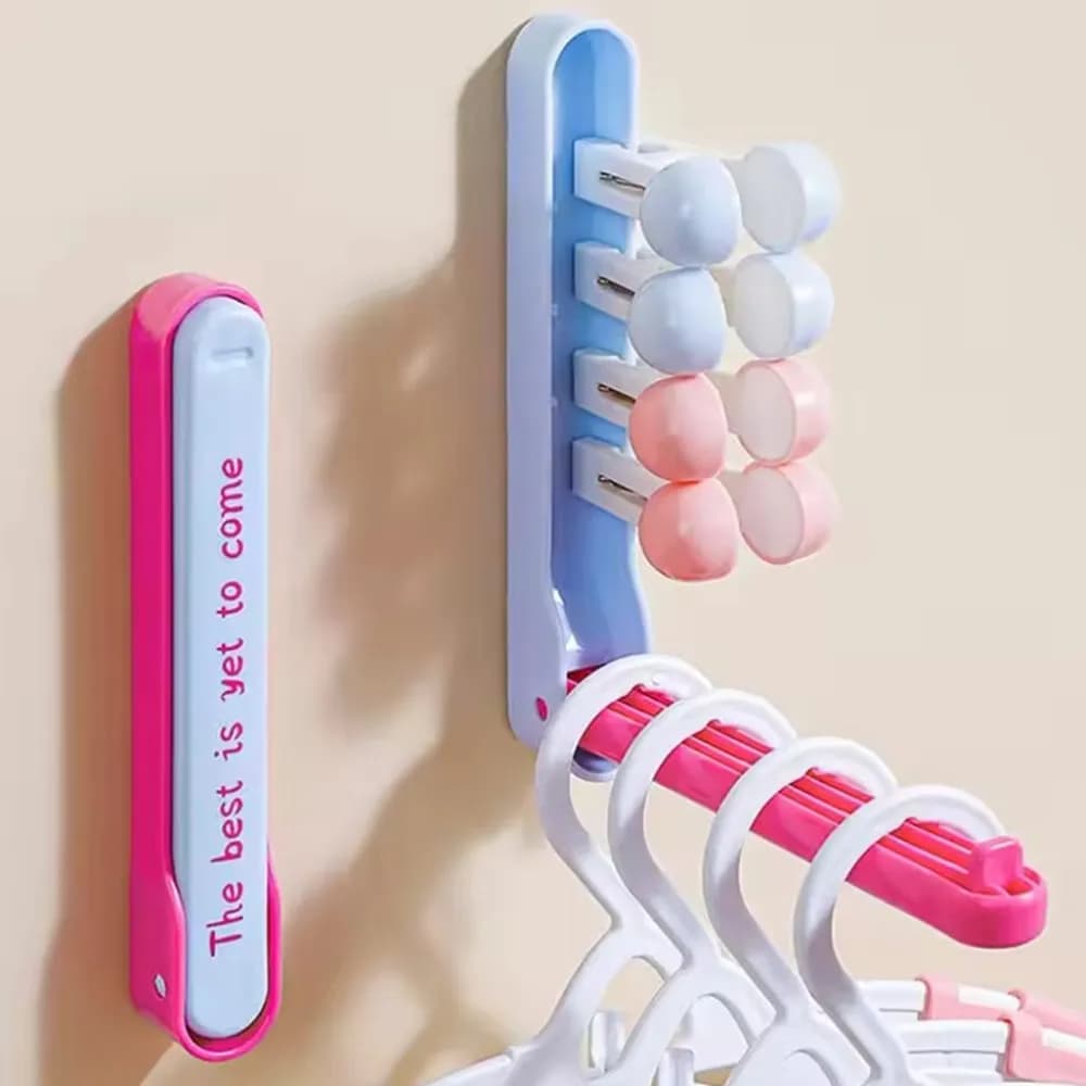 2-piece foldable clothing organizer, hanger storage rack, wall mounted bracket, travel saving space storage clothes rack