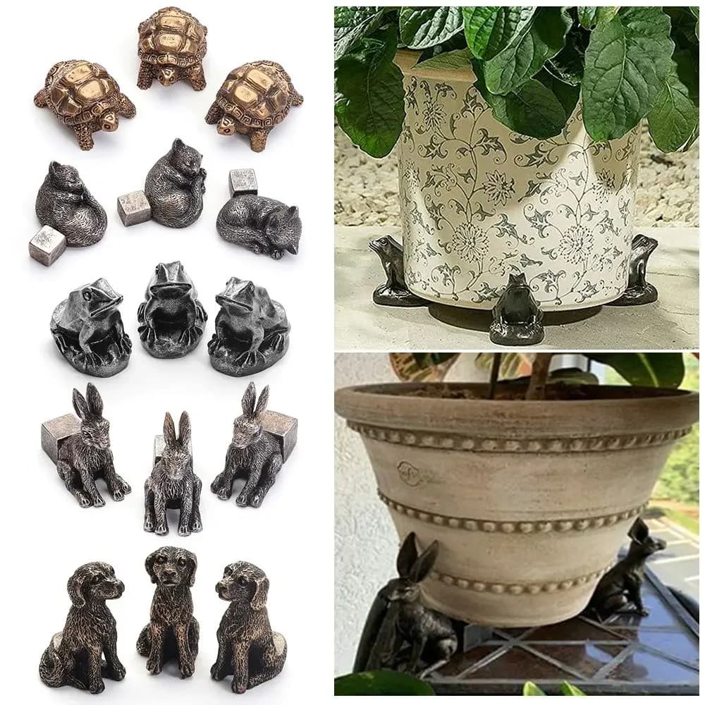 3 piece animal resin flower pot holder for garden decorations, plant support, bonsai support