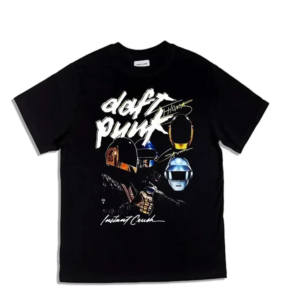 T-shirt con Stampa Grafica Daft Punk in Vendita, Unisex, Cotone, Stile Hip Hop, Cultura Pop, Maglietta Estiva Trendy Gotica Oversize