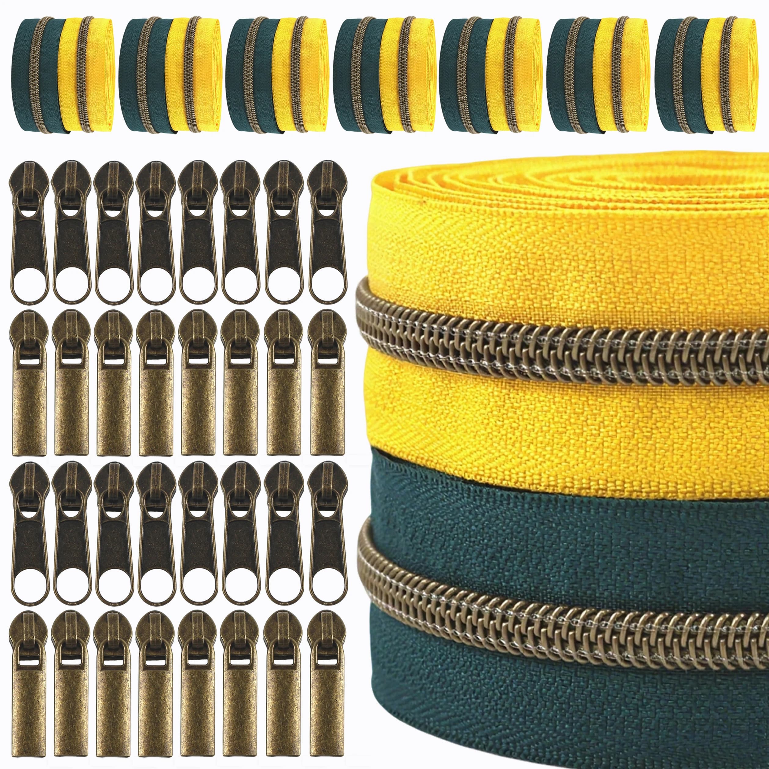 5/10M 5# Bronze Nylon Zippers Tape with Zipper Sliders Bag Closure Zip Roll Clothing Replace Zips Heads DIY Sewing Accessories