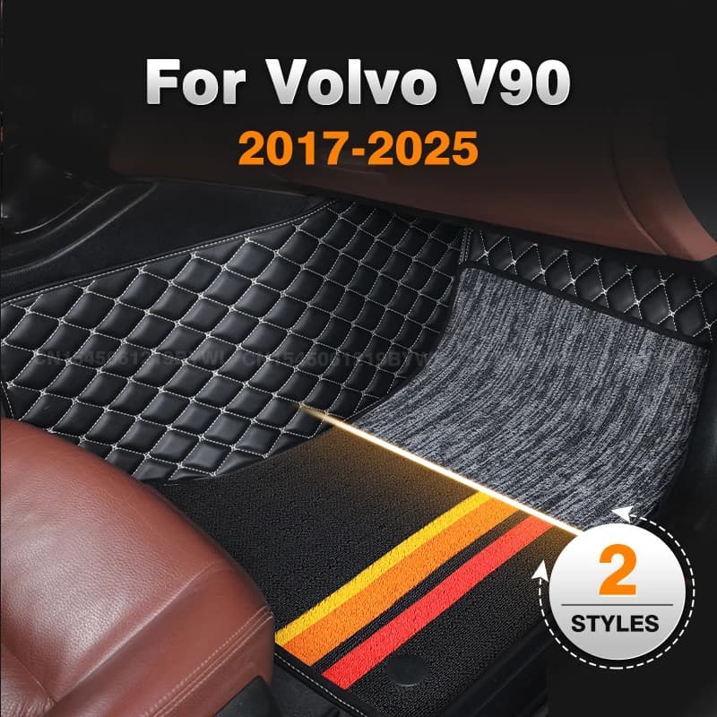 For Volvo V90 2017-2025 24 23 22 21 20 19 18 Custom Double Layer Car Mat Cover Interior Details Accessories