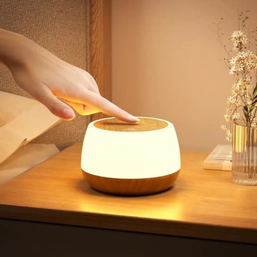 Night Light Touch, Rechargeable Bedside Lamp Stepless Dimmable, 3 Modes and 9 Colors Changing, Portable Touch Table Lamp with T