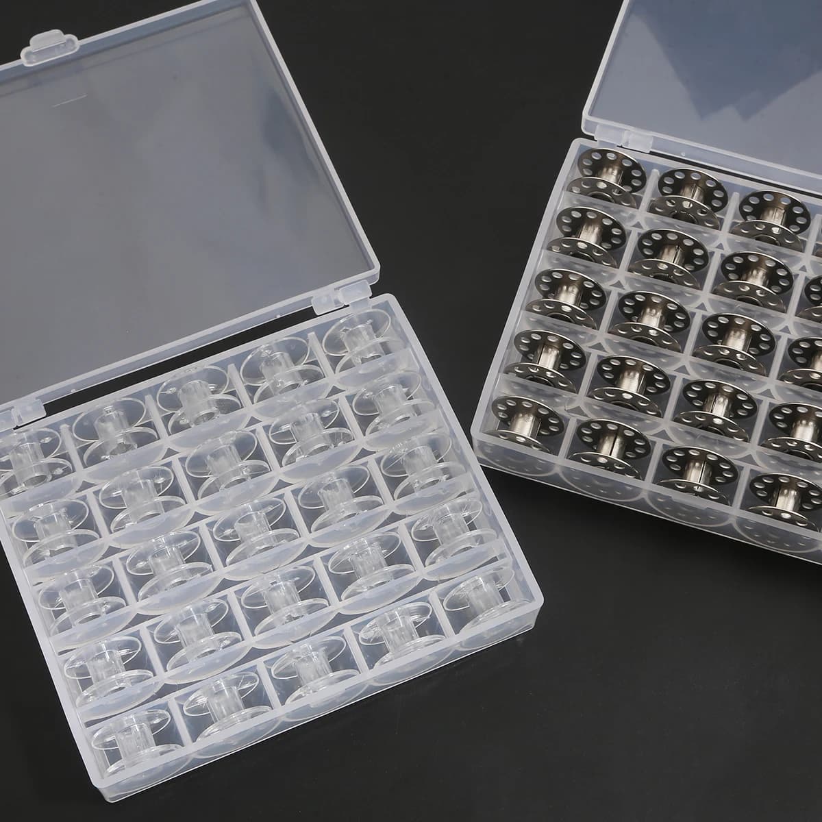 10-25 pezzi/set di bobine vuote per macchina da cucire scatola di plastica per macchina da cucire con scatola di immagazzinaggio del filo strumenti per cucire