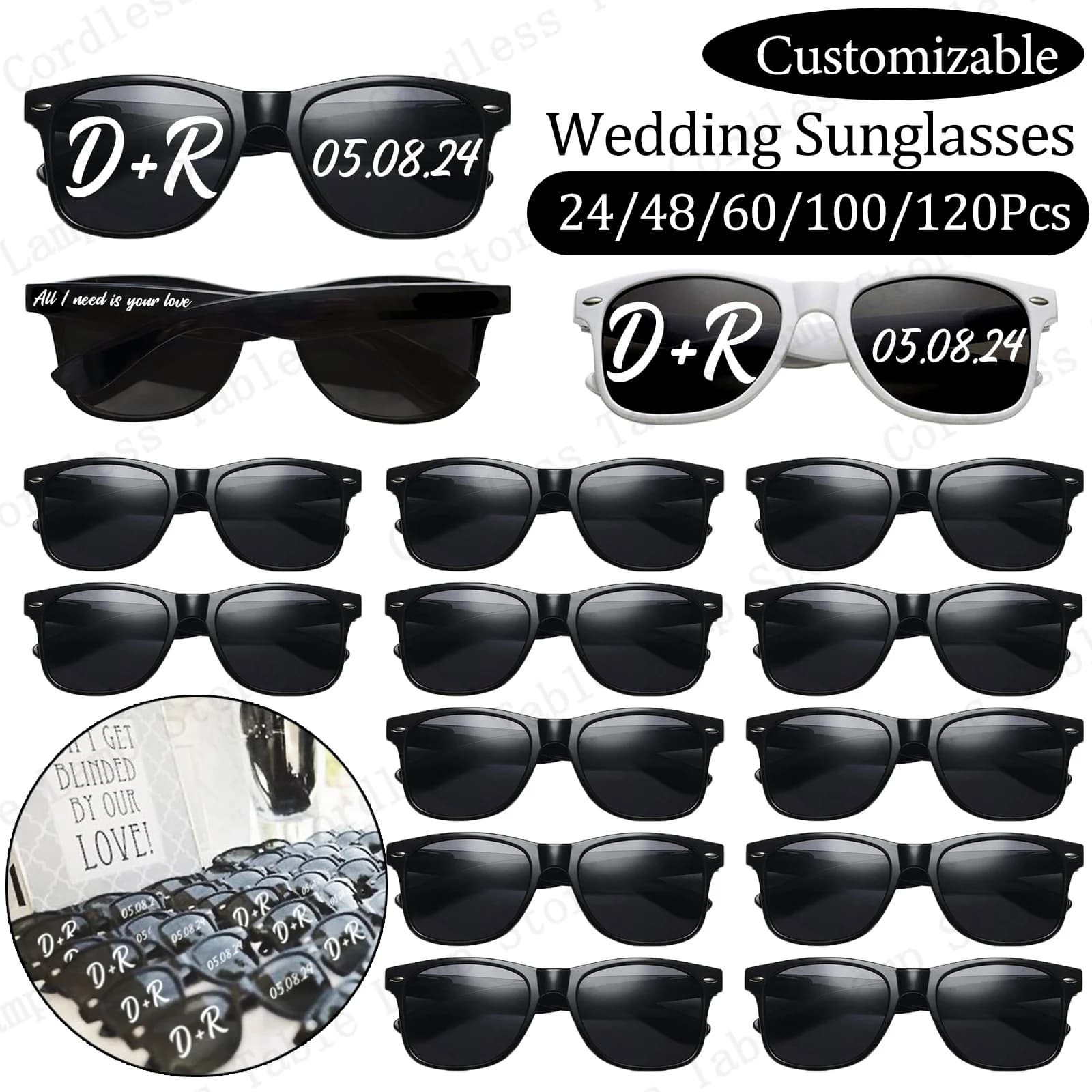 24-120 pezzi occhiali da sole da sposa personalizzati regalo per lo sposo personalizzato bomboniere per feste nuziali per iniziali della data di nozze degli ospiti testo personalizzato