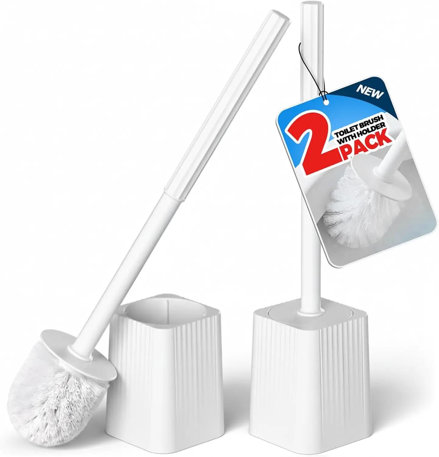 Set di 2 Spazzole per WC con Supporto e Basi Antigoccia per Pulizia e Conservazione del Bagno
