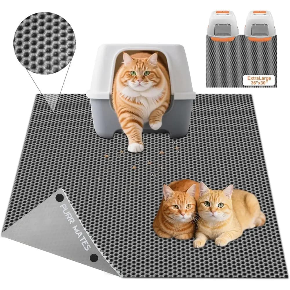 Tappetino Extra Large per Lettiera Gatti, 36x30 Pollici, Impermeabile e Lavabile, Anti-Tracciamento per Zampe, Antiscivolo Resistente