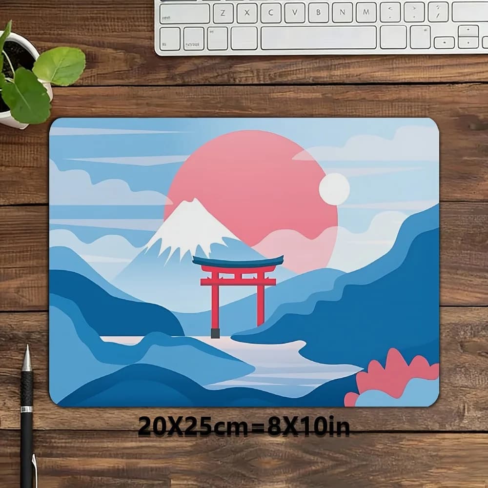 Mini tappetino per mouse da gioco con motivo Mount Fuji Torii, tappetino da scrivania antiscivolo in gomma per PC desktop