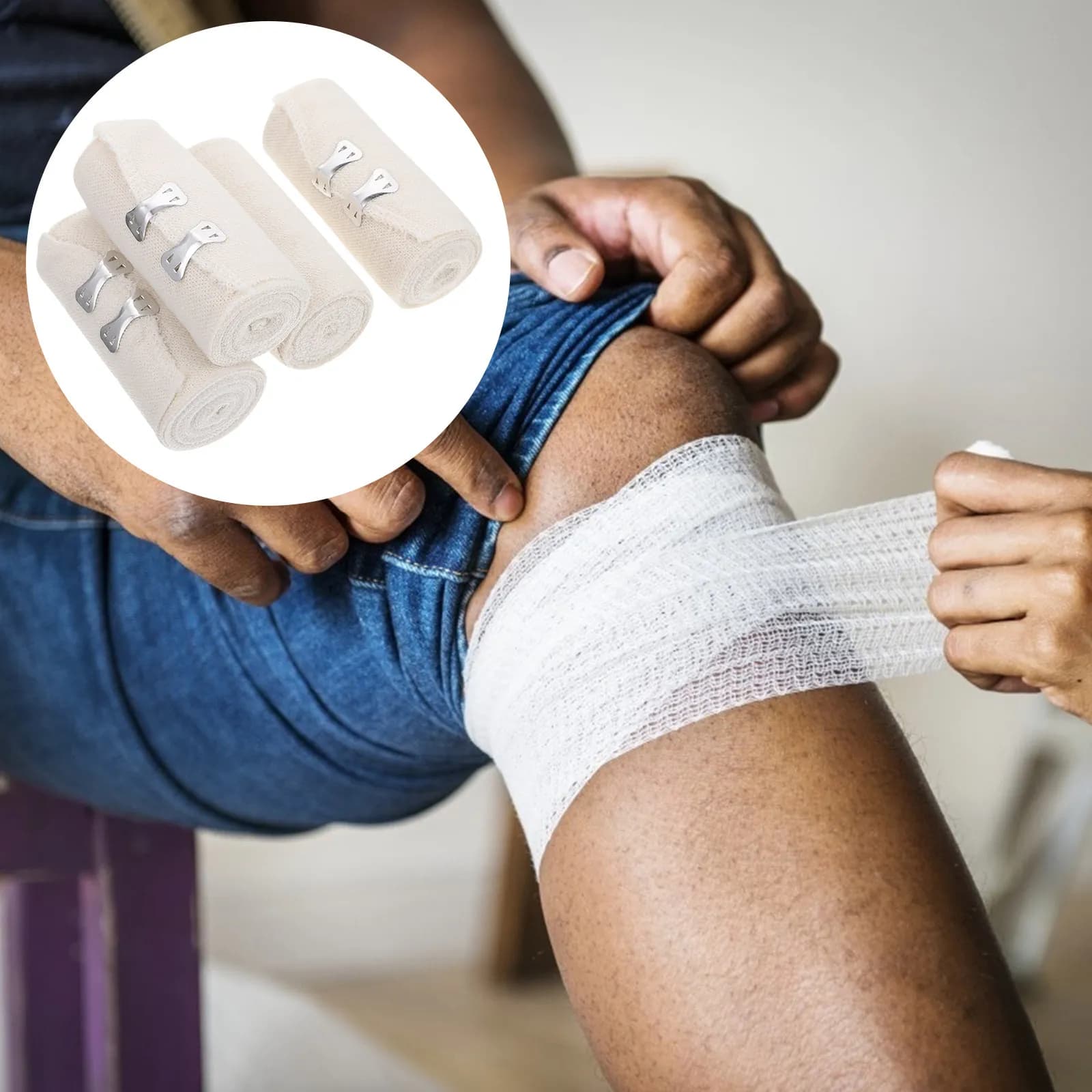 10 Pezzi Benda Elastica Coesiva Protettiva Sportiva, Fascia Compressiva Regolabile e Traspirante per Supporto Gamba e Caviglia, Multiuso Atletico
