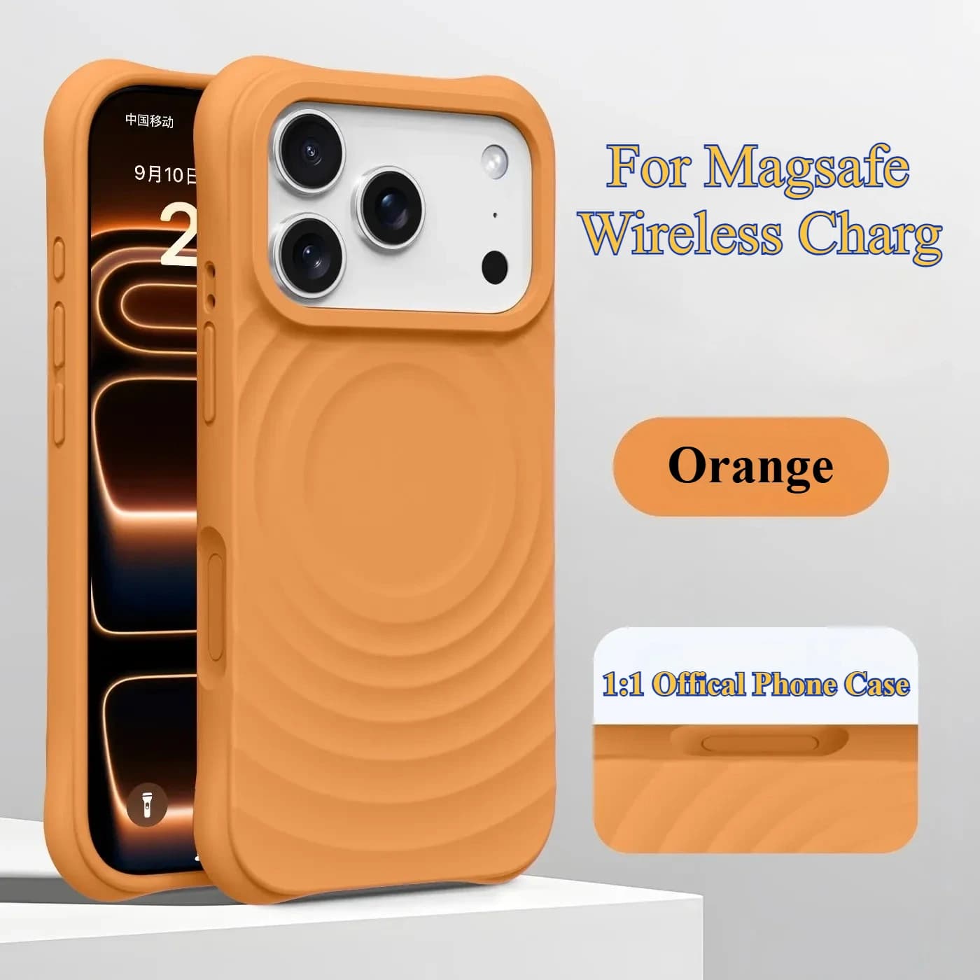 Custodia in Silicone Originale Ufficiale 1:1 con Motivo Ondulato per iPhone 17 Pro Max 16 15 14 13, Compatibile con Ricarica MagSafe, Effetto Pelle, Antiscivolo
