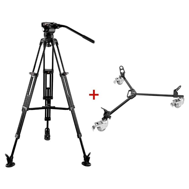 E-IMAGE EG03A2DK Set Treppiede per Telecamera Broadcast con Carrello e Ruote