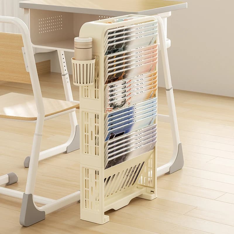 UFORU Movable bookshelf drop wheel desktop textbook storage rack Large capacity multi-layer book storage rack in the study