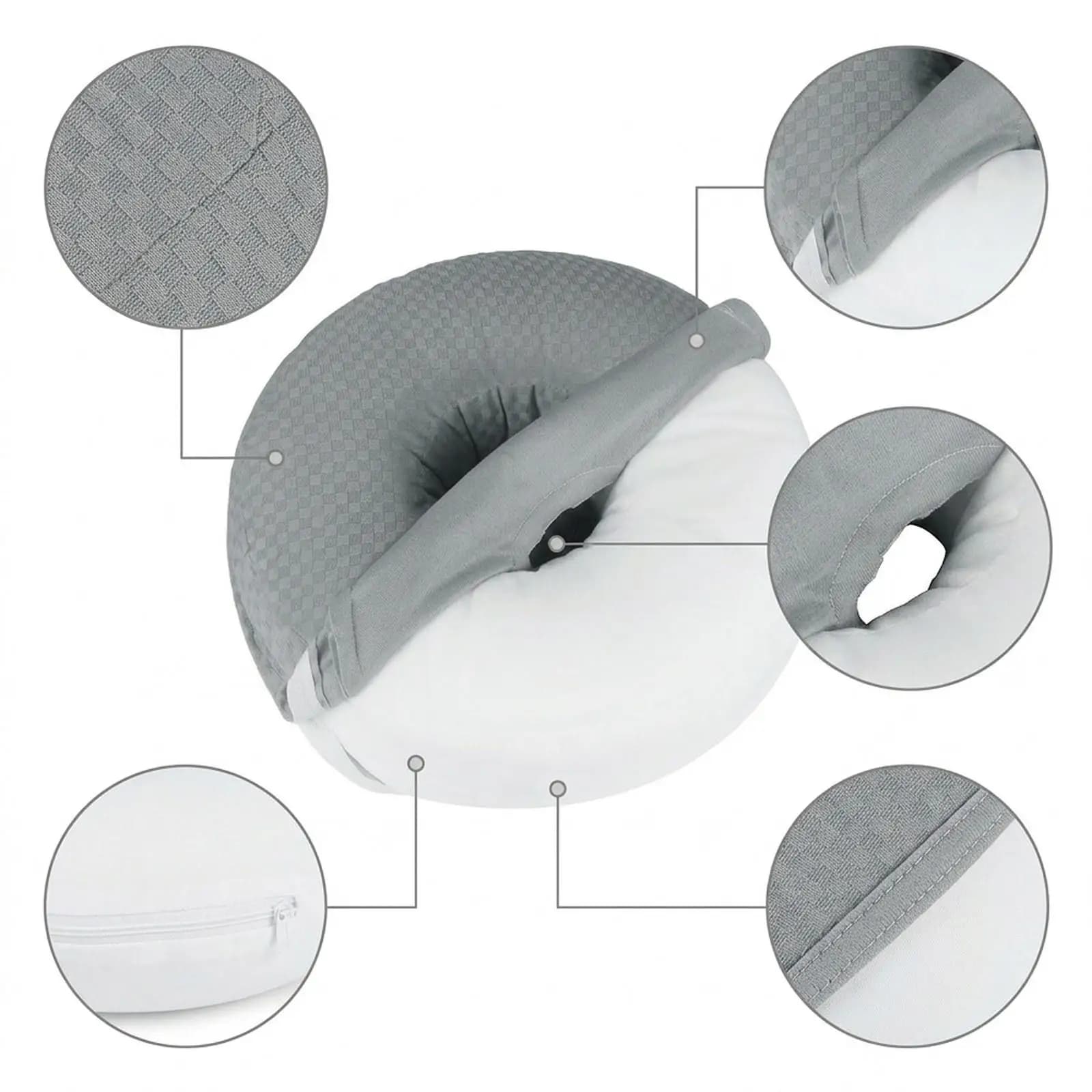 Ear Hole Side Sleeping Pillow Removable Ear Cushion for Bedroom Office Travel Comfortable Nap Pillow