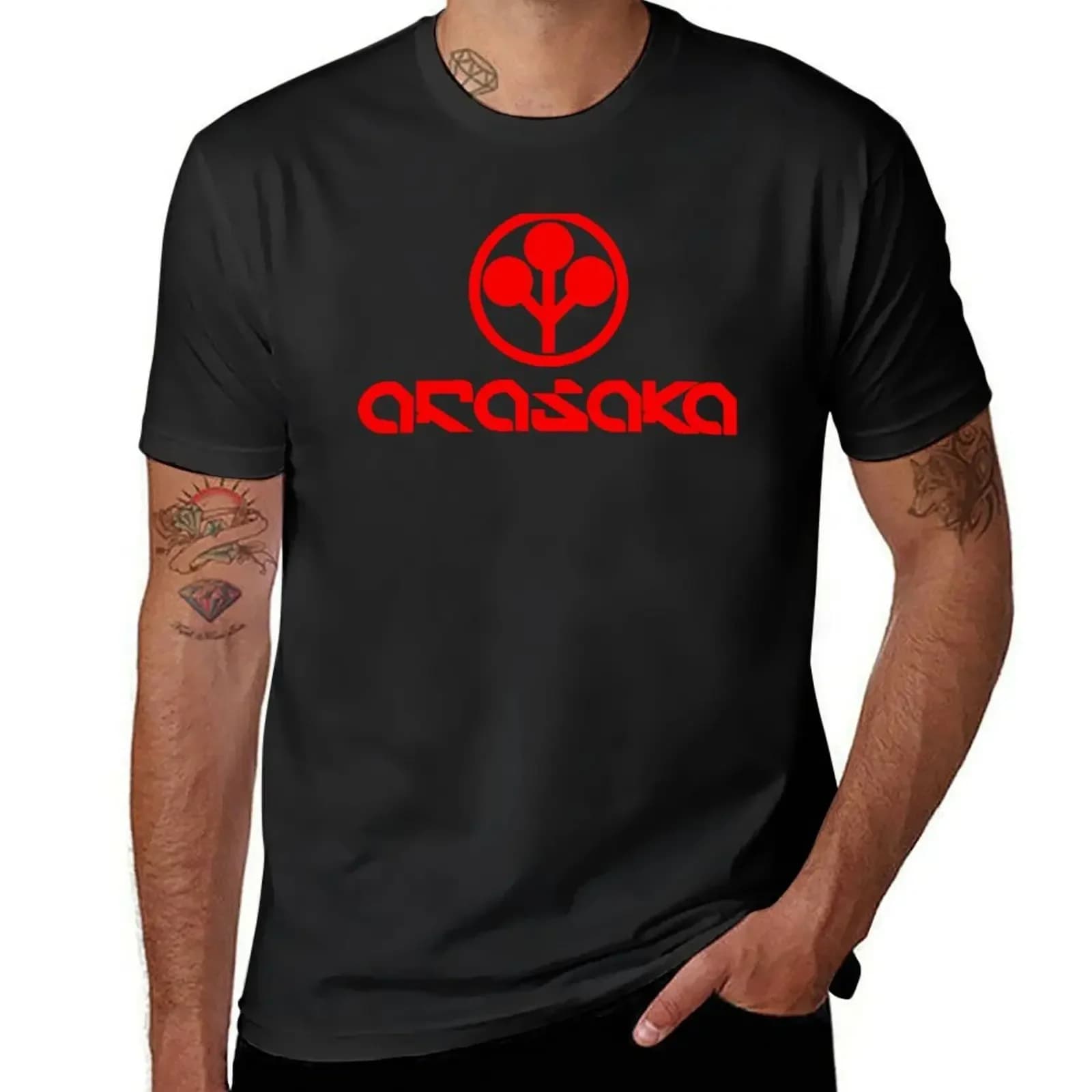 Arasaka t-shirt new edition vintage clothes blanks customs heavy duty shirts for men