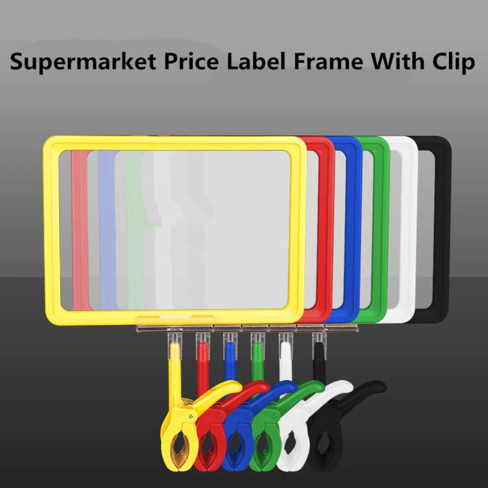 Supporto per cartello del prezzo in plastica per supermercato A5, 5 pezzi, con clip POP, cartello per etichette in carta per prezzi del prodotto