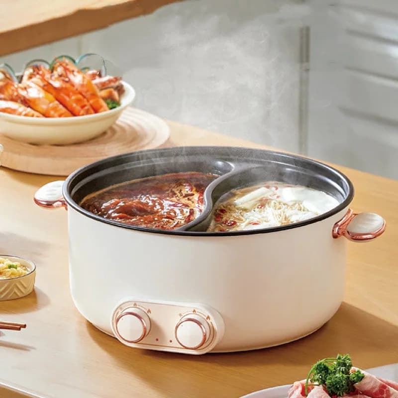 1500W Electric Hot Pot Multifunction Cooking Pan Large Capacity Soup Pot Non Stick Frying pan Home Electric Cooking Pot 6L