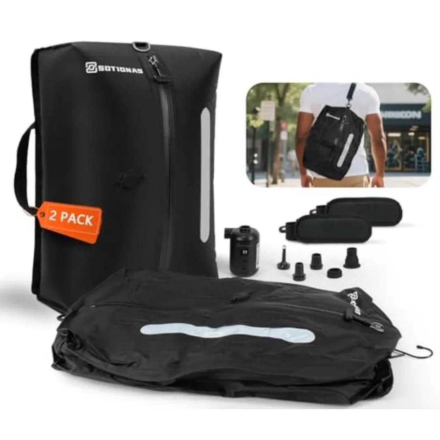 Confezione da 2 sacchetti sottovuoto per vestiti da viaggio con pompa wireless, sacchetti di compressione impermeabili e riutilizzabili con tracolla per bagagli