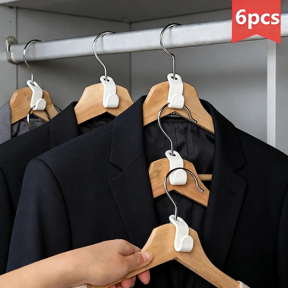 Set di 6 Organizzatori Multifunzione per Armadio, Ganci Impilabili per Vestiti con Appendiabiti, Organizzatore in Plastica per Camera da Letto