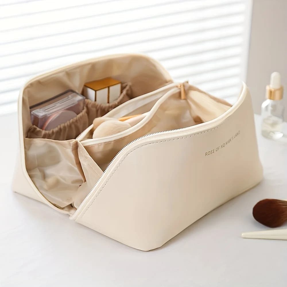 Organizer for Makeup, Beauty Luxury Travel Case for Woman, Cosmetic Door Bag with Hinge