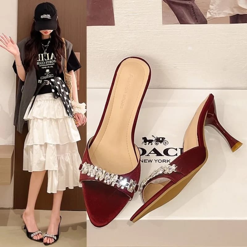 Sandali da Donna di Design con Cristalli Luccicanti, Tacchi Sottili a Punta, Eleganti Scarpe da Cerimonia e Matrimonio, Pumps da Spettacolo