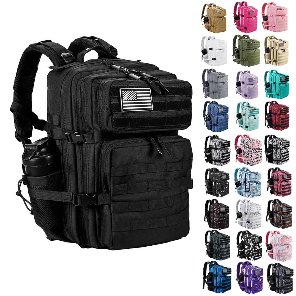 Zaino tattico LHI 45L/35L/25L per uomo e donna Borsa da palestra per atleta impermeabile Zaino da viaggio per escursionismo con portabottiglie