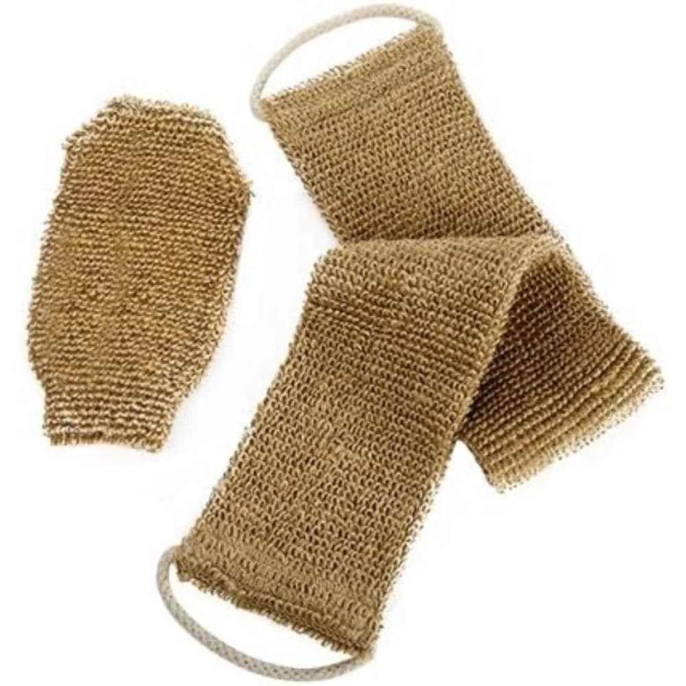 2 pezzi cinghia per doccia asciugamano da bagno in iuta ramia cintura esfoliante per il corpo posteriore doccia scrubber per la pulizia del corpo bagno