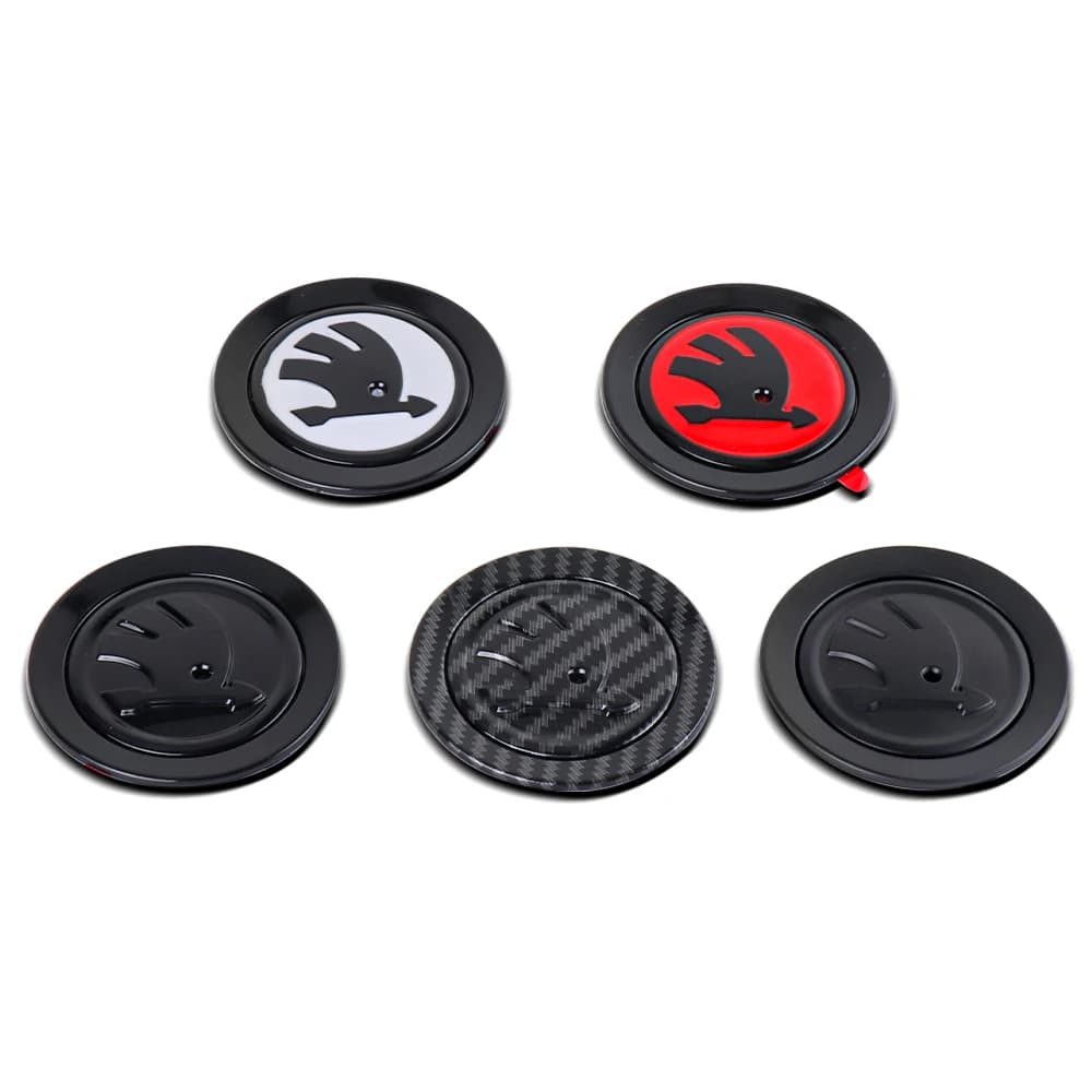 Adesivo Copri Emblema 3D in ABS da 63MM per Volante Auto, Compatibile con Skoda Rapid, Fabia, Octavia, Roomster, Yeti, Superb, Citigo, Felicia, VRS, Scala