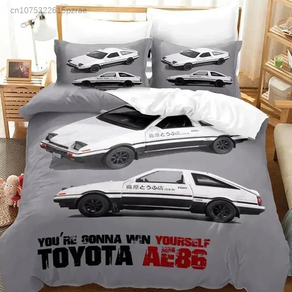 Luxury New 3D Print Initial D AE86 Comfortable Duvet Quilt Cover Pillowcase Bedding Set Children Bedroom Decoration Home Textile