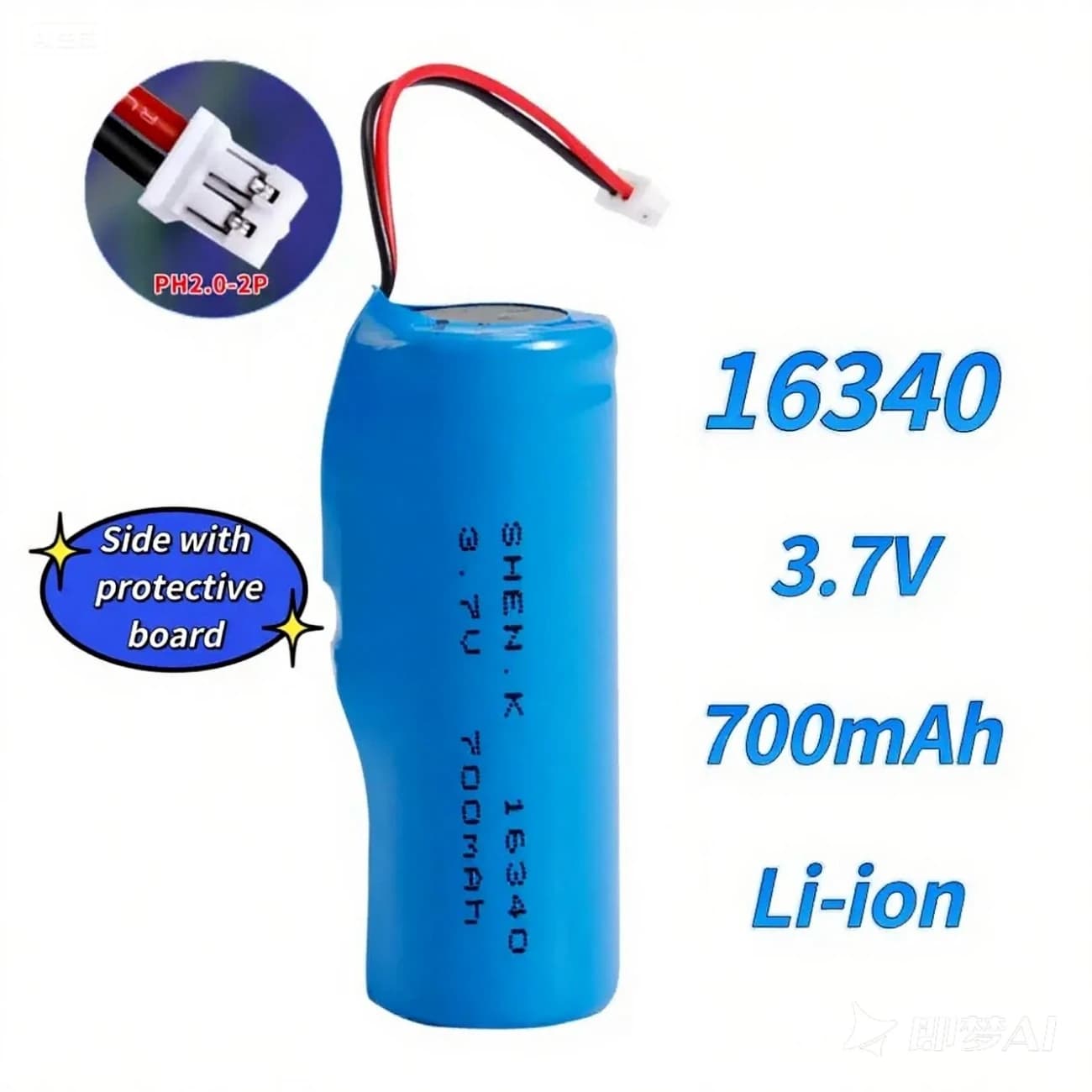 16340 Batteria al litio ricaricabile da 3,7 V 700 mAh con cavi connettore Cavo USB CR123A per telecamera Allarme fumo Localizzatore GPS Campanello