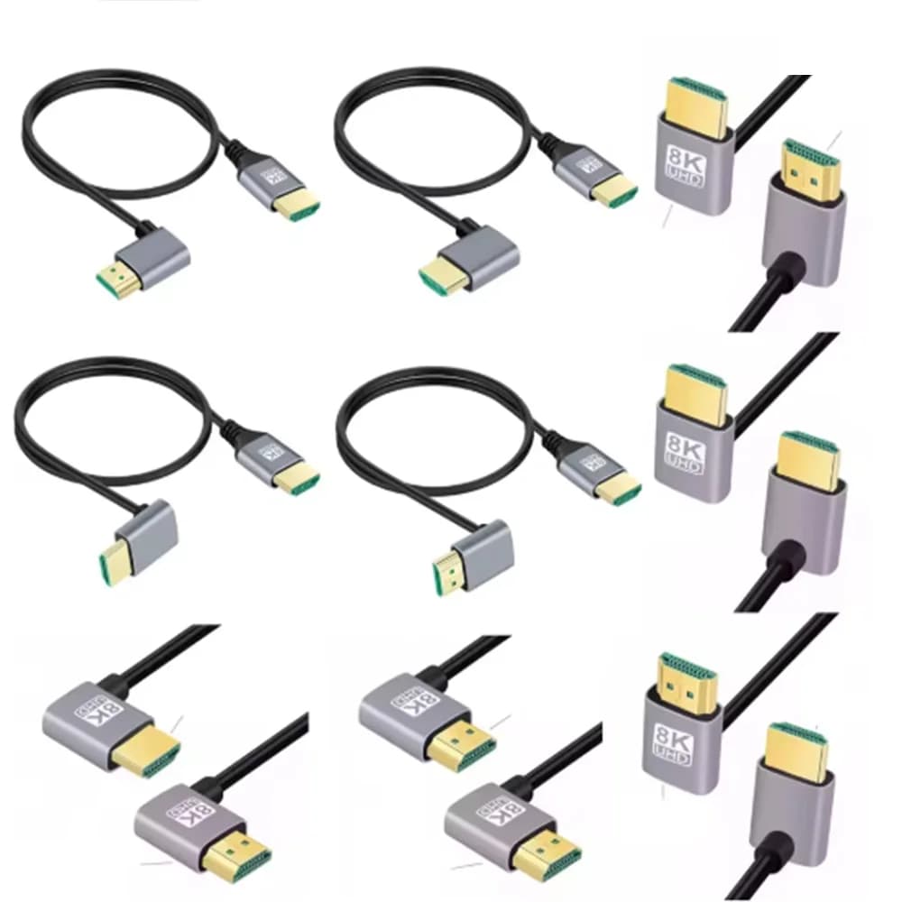 8K HDMI 2.1V Cable Male To Male Cord 90 Degree Angle 8K HDTV Cable for TV Laptop Projector PS4 PS5 Hdmi Switcher Hdmi Splitter