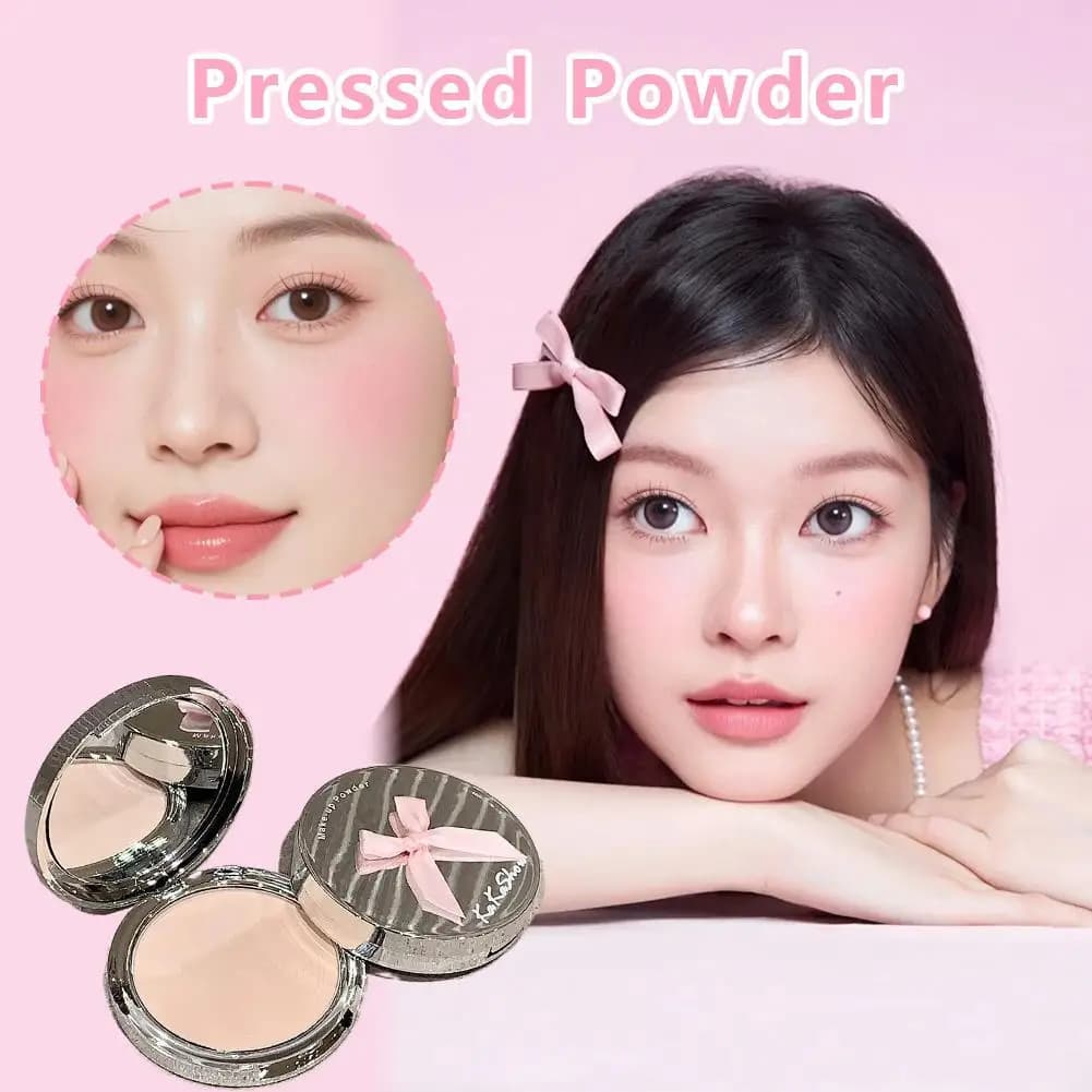 1pcs Natural Matte Pressed Powder Oil Control Brighten Compact Concealer Makeup Whitening Base Foundation Cosmetics Face M3O0