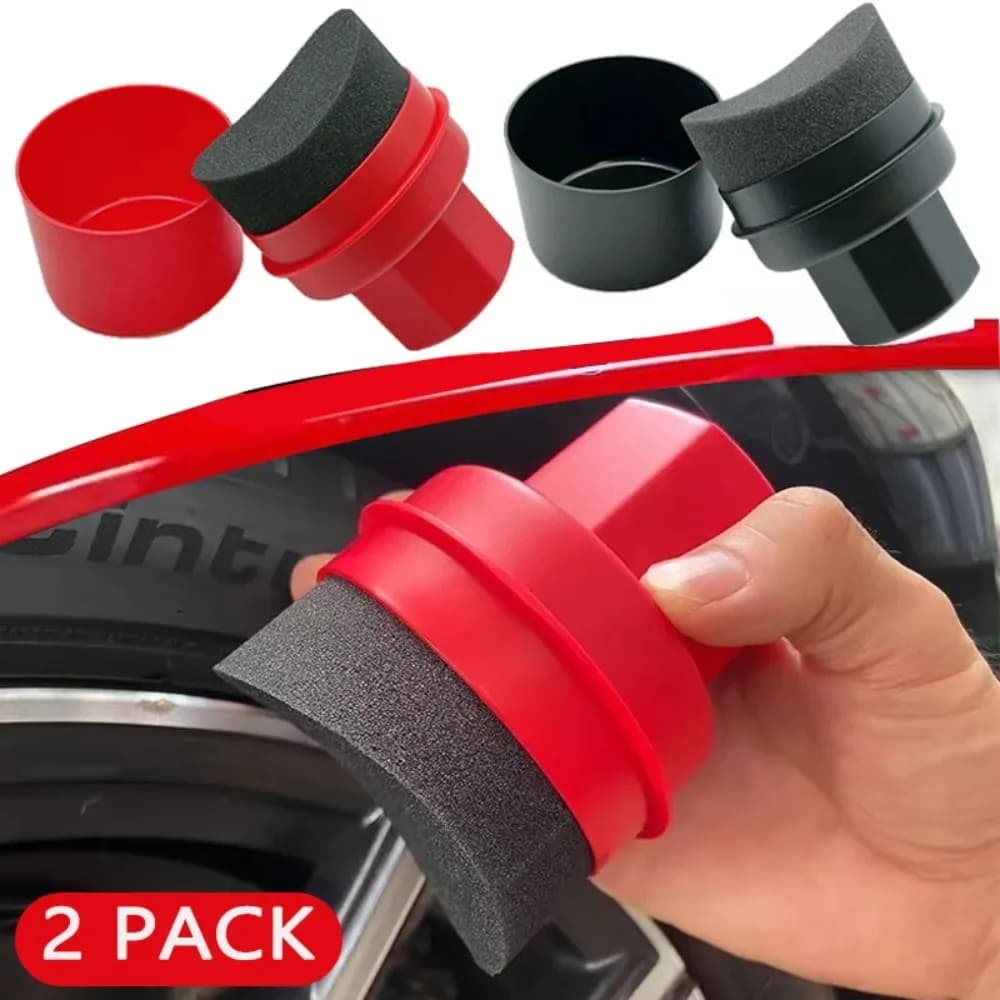 Curved tire sponge brush for polishing car wheels with lid applicators for clean side dressing for car accessories