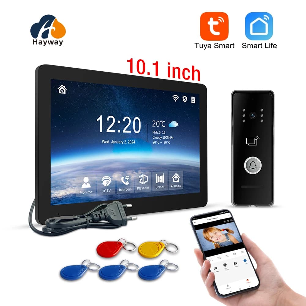 Videocitofono da 10 pollici 1080P campanello per la casa TUYA app Wireless Wifi videocitofono sblocco, ecc