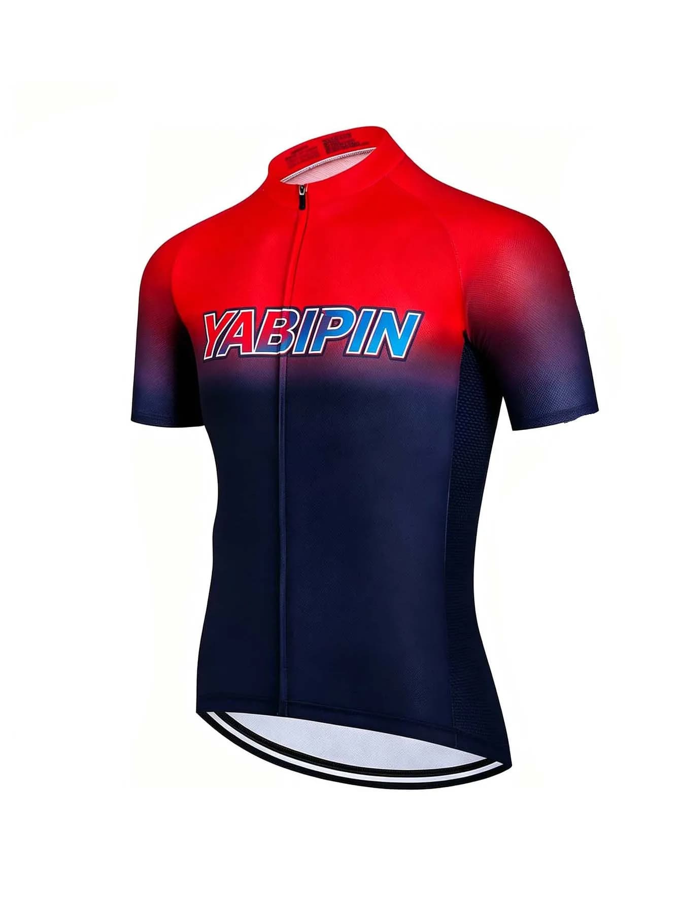 Full Zip Men‘s Short Sleeve Cycling Jersey, Stand Collar Breathable Quick Dry Lightweight Bike Top