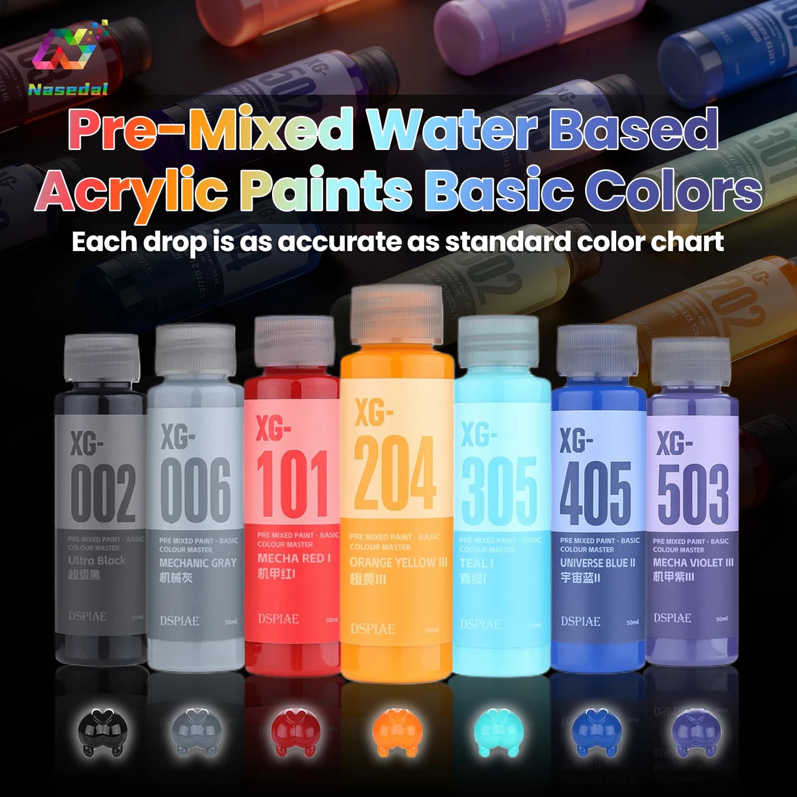 DSPIAE Serie XG 50ML Vernice a Base d'Acqua Premiscelata Colore Base Spray per Pittura a Mano per Modellini Gunpla Hobby Fai-da-Te