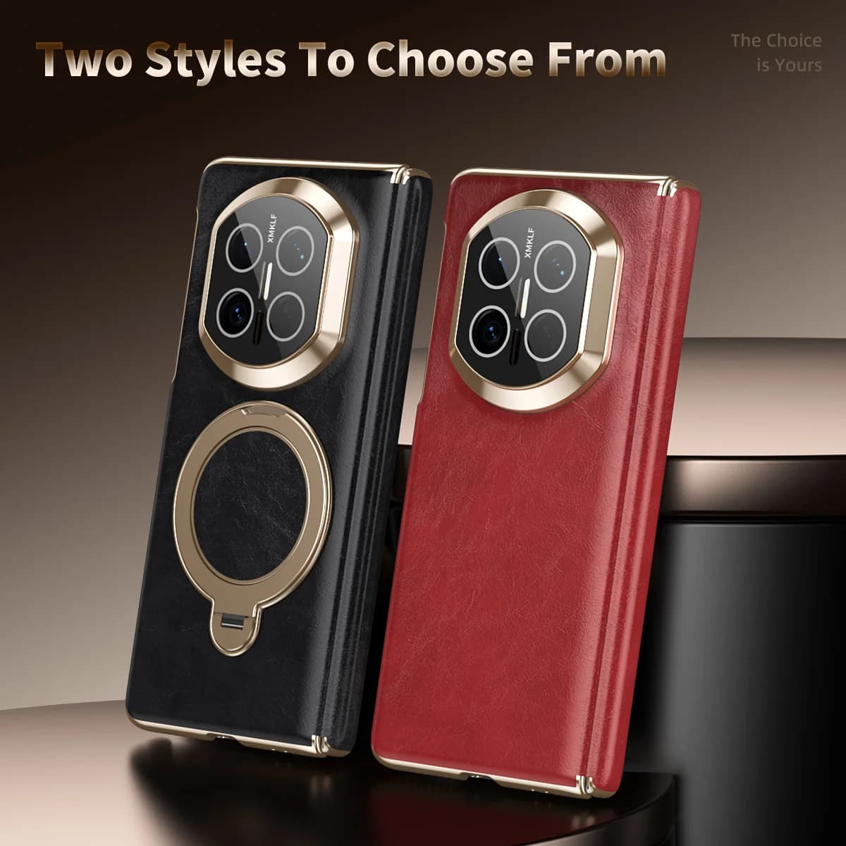 Custodia per telefono in pelle con texture avanzata effetto olio e cera, per Huawei Mate X7 X6 X5, con protezione completa per l'obiettivo e supporto per cerniera centrale