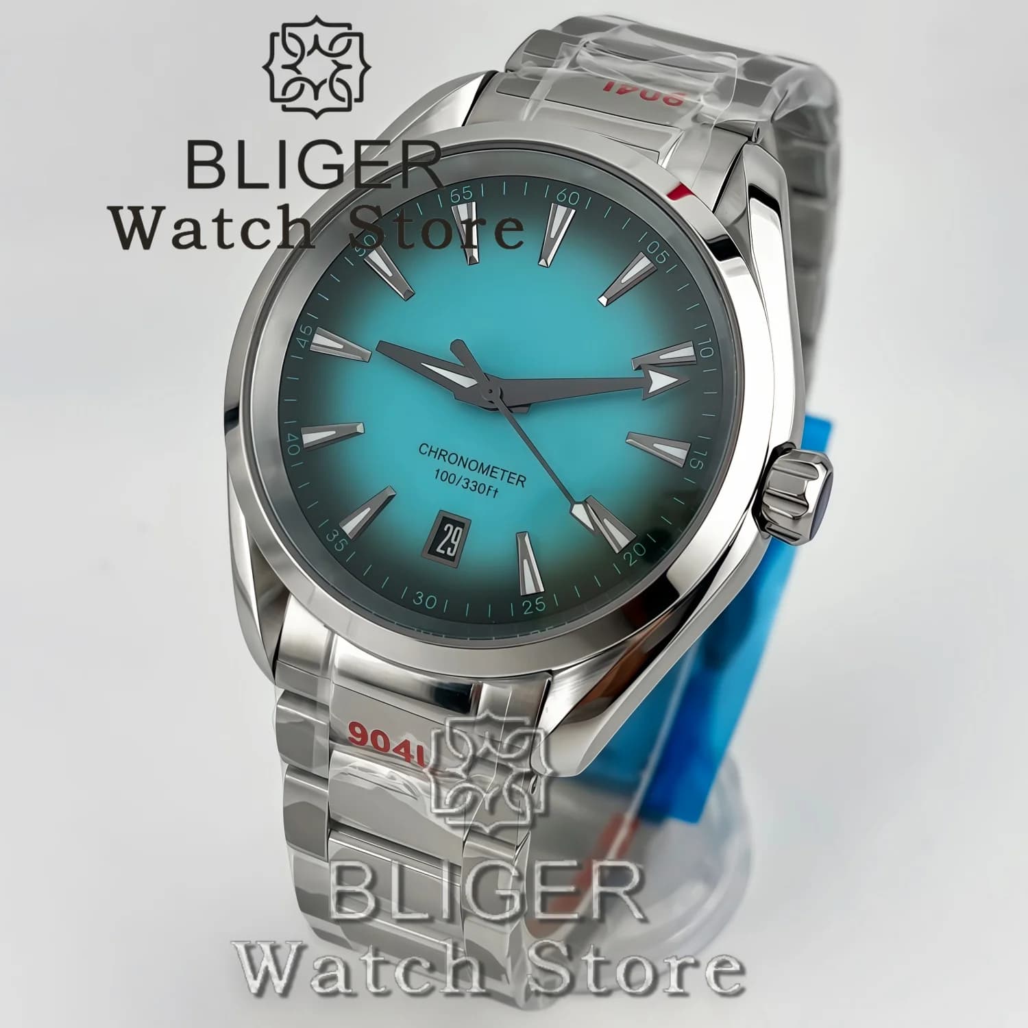 BLIGER 40MM A150 NH35 Mechanical Watches For Men Gradient Dial With Luminous 6 O'clock Date Calendar Sapphire Glass Waterproof