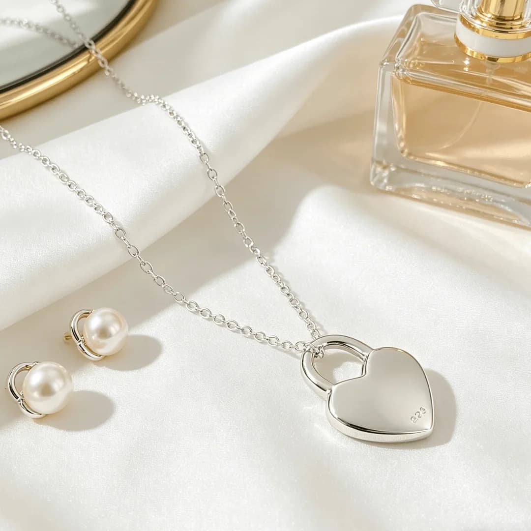 Trendy products 925 Sterling Silver temperament heart Lock necklace for women fashion wedding Birthday gift designer jewelry