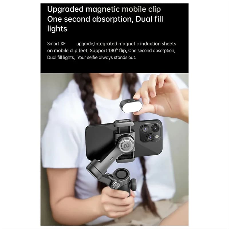 Supporto per telefono stabilizzatore PHILE-Gimbal a 3 assi con luce di riempimento Registrazione video portatile Anti-shake