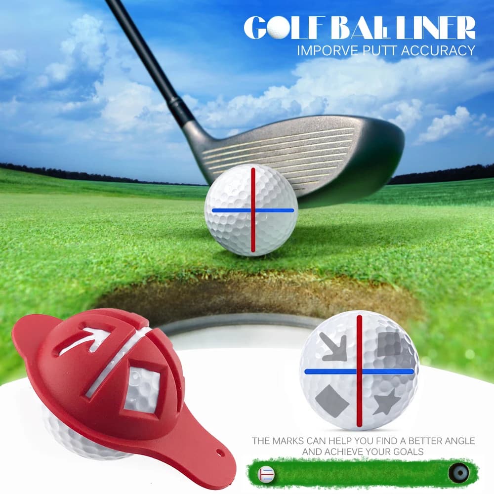 Golf Ball Liner Marking Tool Kit, Golf Putting Position Marker Stencil + Multi-color Waterproof Drawing Pens
