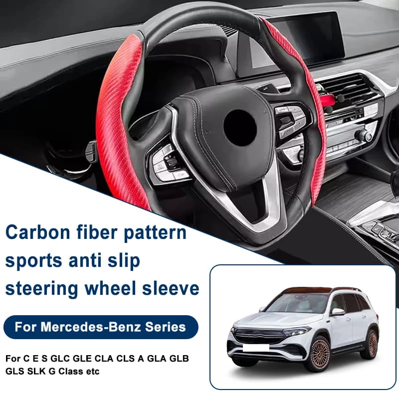 Coprivolante con motivo in fibra di carbonio, antiscivolo per Mercedes Benz C E S GLC GLE CLA CLS A GLA GLB GLS SLK Classe G ecc.