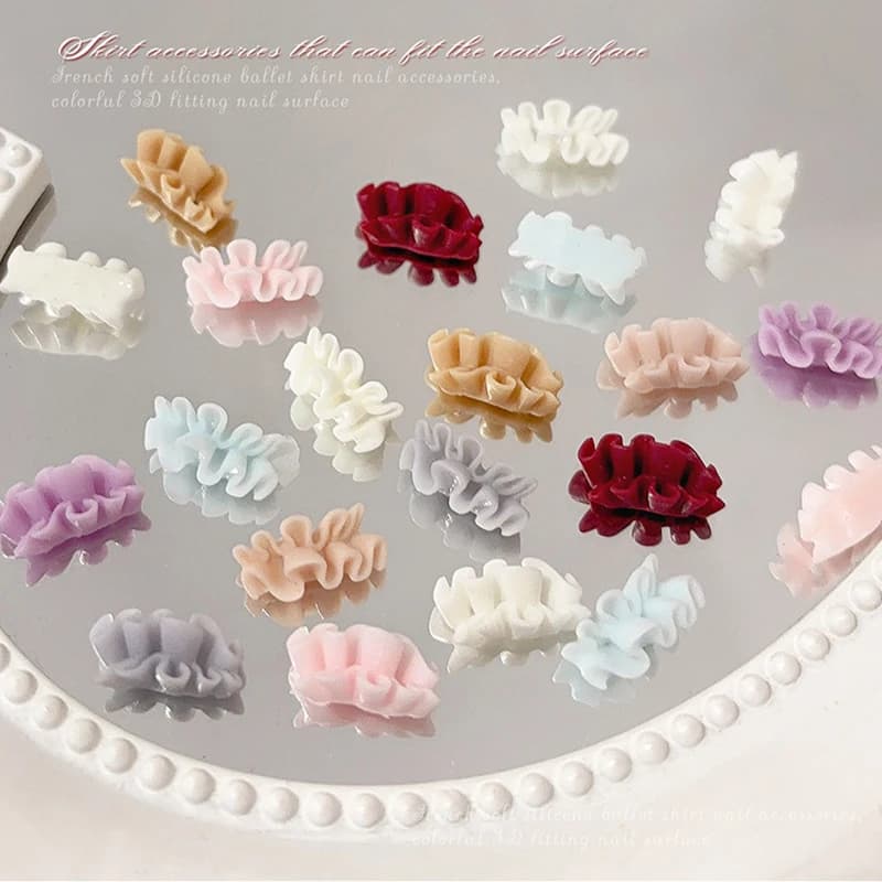 30 pezzi 3D French Nail Art Gonna Orlo Pendenti e ciondoli Accessori Pizzo in resina curva per manicure Unghie Decorazione Forniture