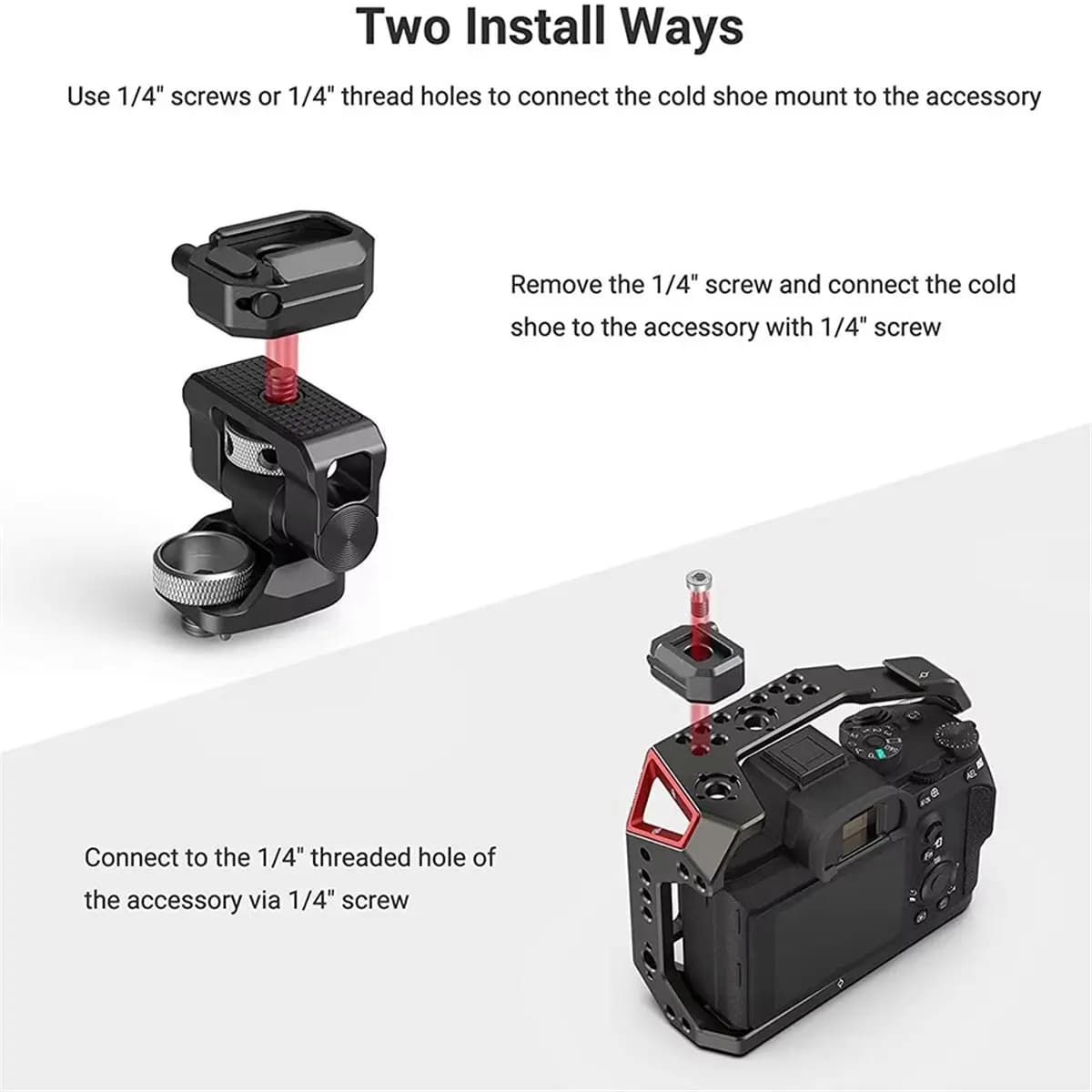 Supporto Cold Shoe Multifunzione AT33 con Sgancio di Sicurezza 2797, Adattatore a Bloccaggio Sicuro per Gabbie Fotografiche, Rig e Monitor
